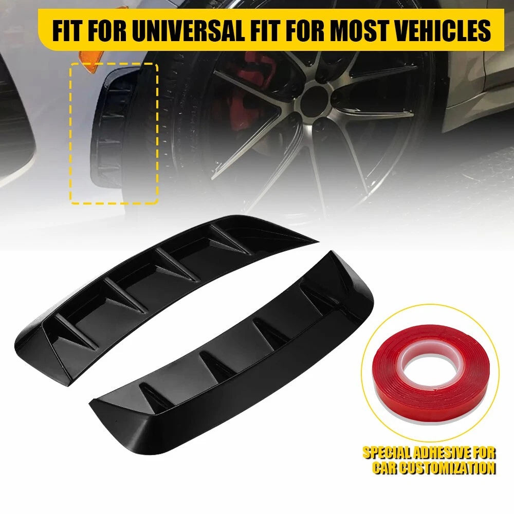 2X Glossy Black Side Wing Air Flow Fender Vent Covers for Universal Car Truck