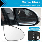Right Side Mirror Glass with Back Plate for Toyota Yaris (2012–2019)