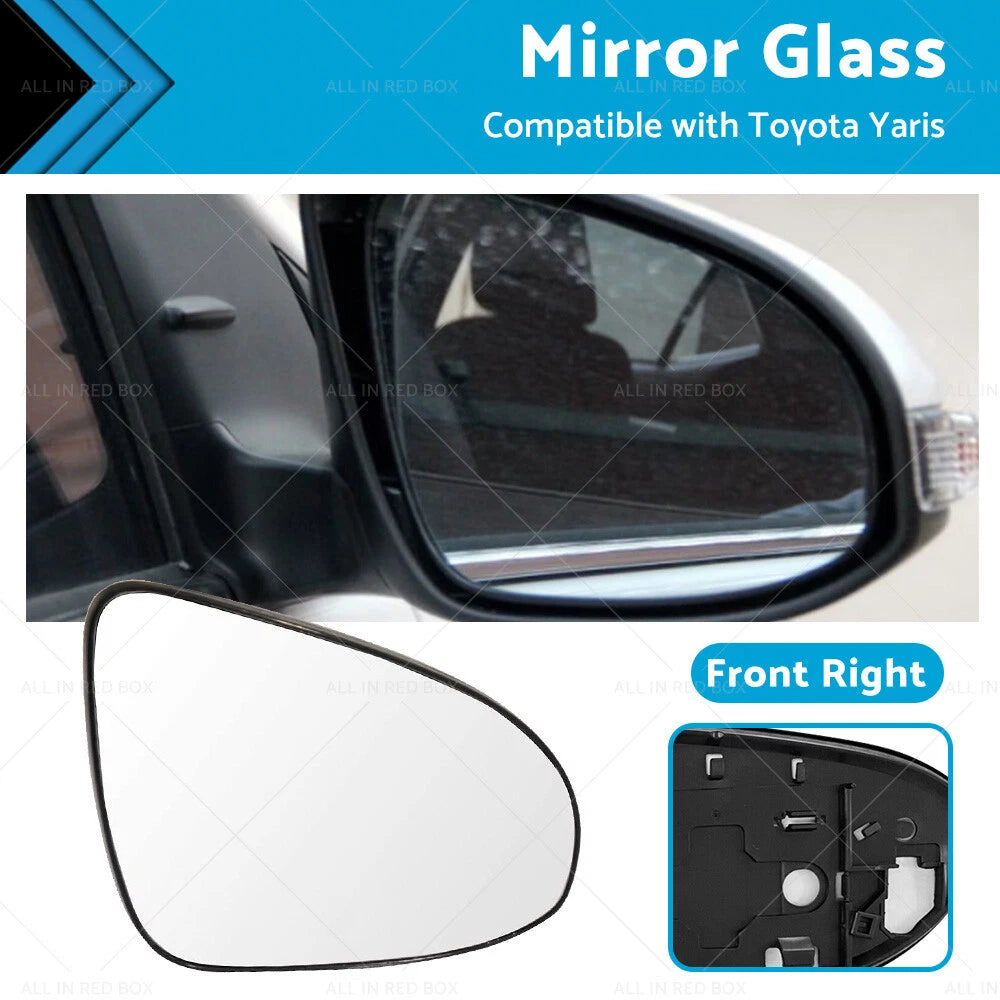 Right Side Mirror Glass with Back Plate for Toyota Yaris (2012–2019)