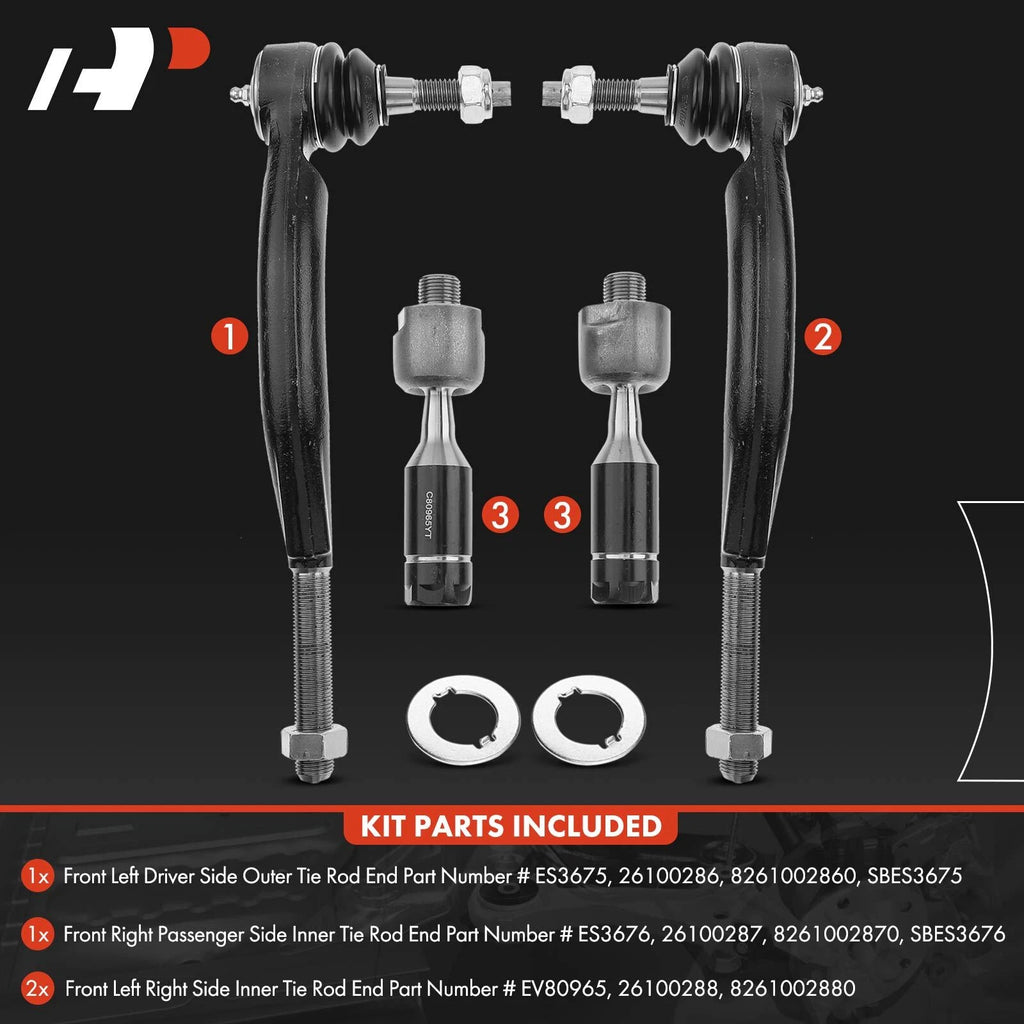 Set of 4 Inner & Outer Tie Rods for Chevy Trailblazer (2002–2009)