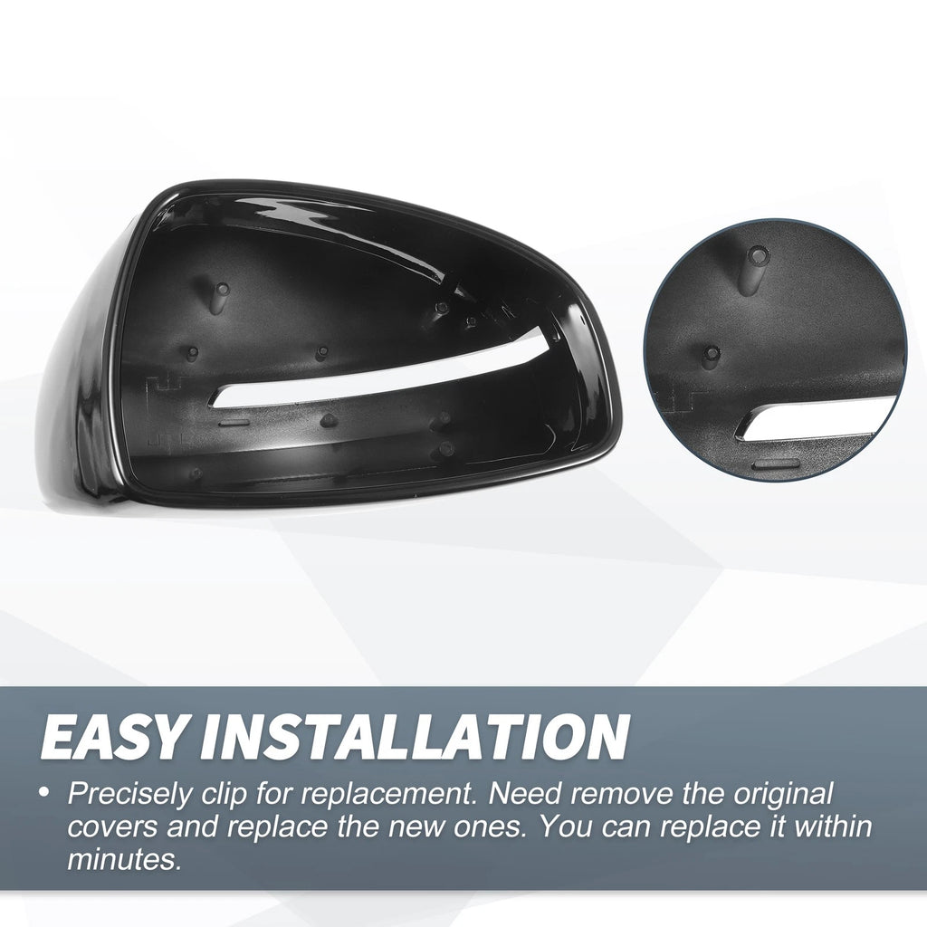 Pair Rearview Mirror Cover Caps Gloss Black for Audi TT TTS TTRS MK2 R8 (2006–2015)