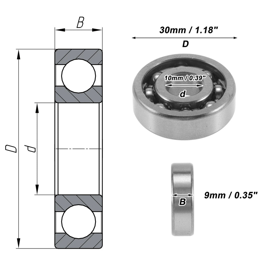 6200 Deep Groove Ball Bearings for Various Models (10x30x9mm)