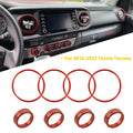 Set of 8 AC Knob Cover Trims & Vent Rings Red for Toyota Tacoma (2016–2022)
