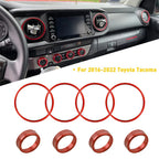 Set of 8 AC Knob Cover Trims & Vent Rings Red for Toyota Tacoma (2016–2022)