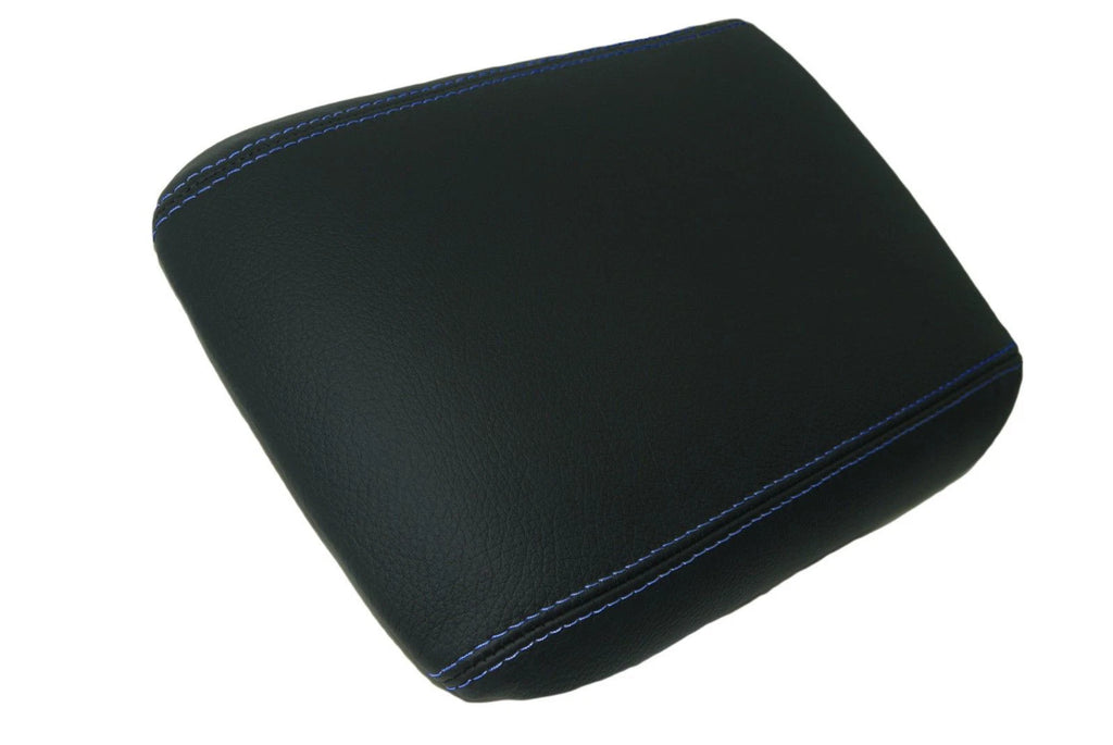 Leather Synthetic Console Armrest Cover for Ford Mustang (2005–2009) Blue Stitch