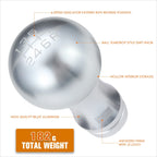 2-Piece Ball Teardrop Shift Knob for 6-Speed MT (M8 M10 M12) Silver