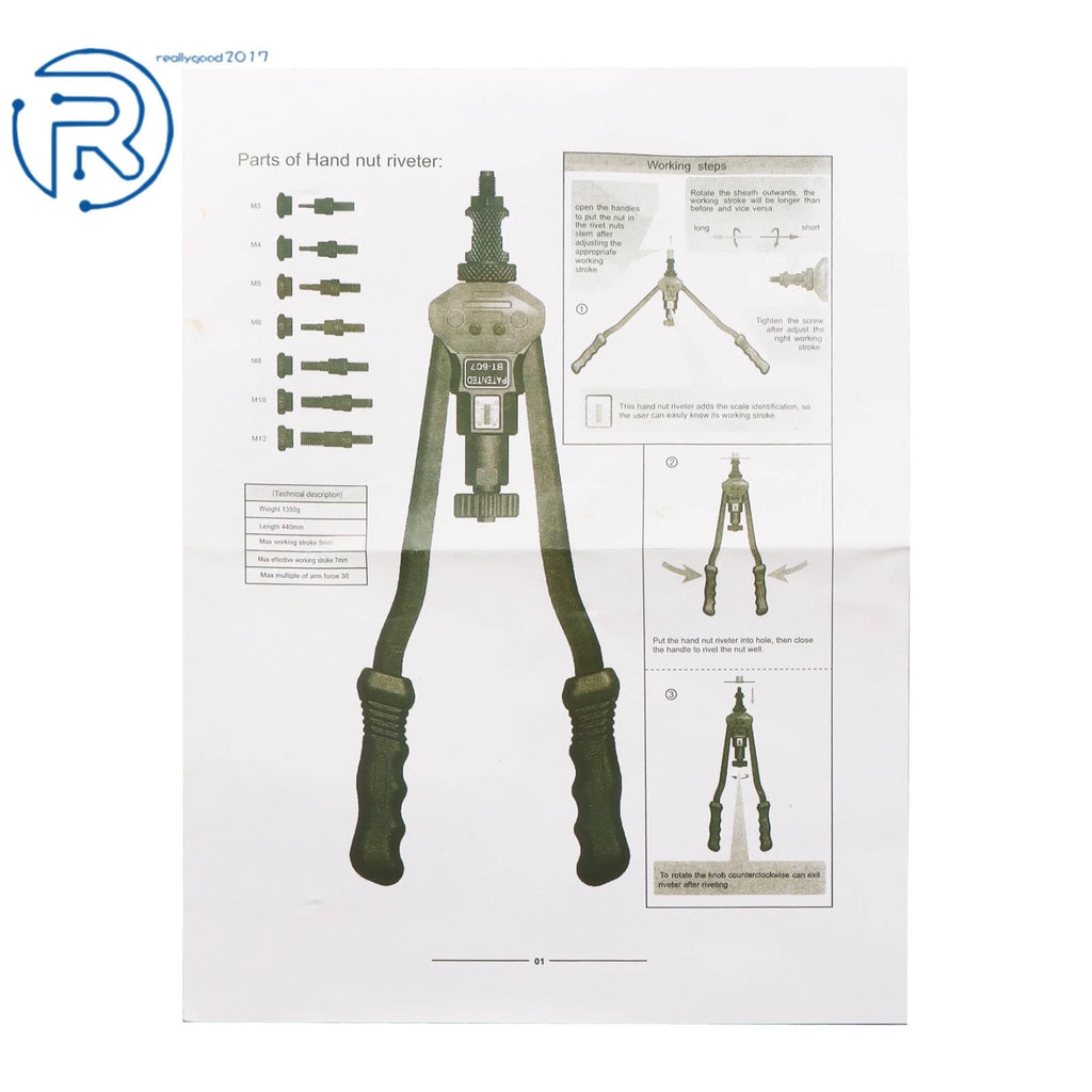 Rivet Nut Tool Set with 15 Mandrels & 125 Nuts for Metric SAE (16")