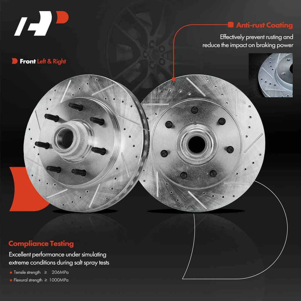 Front Drilled Brake Rotors & Ceramic Pads for Ford F-150 (2000-2003)