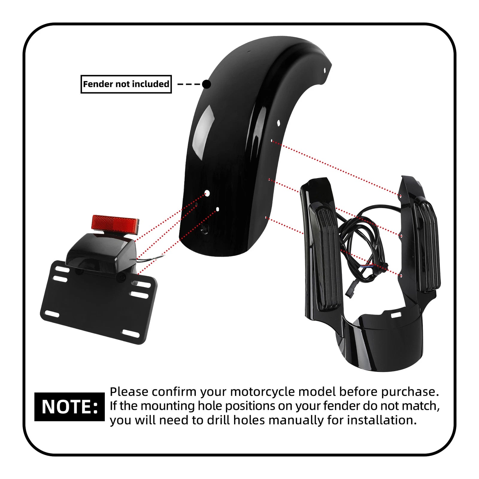 Rear Fender Fascia for Harley Davidson Touring Road Glide Special FLTRXS (2014–2023)