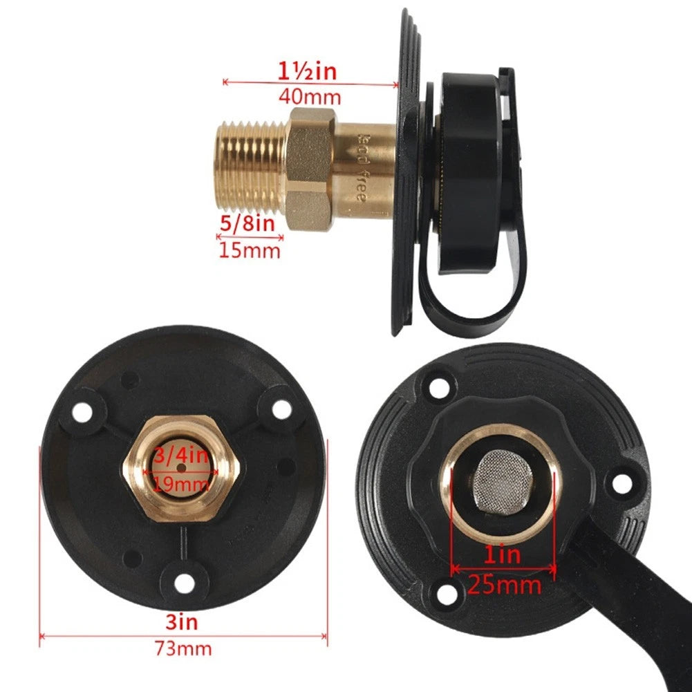 Brass Water Inlet Valve for RV Camper Boat 1/2 inch 3/4 inch