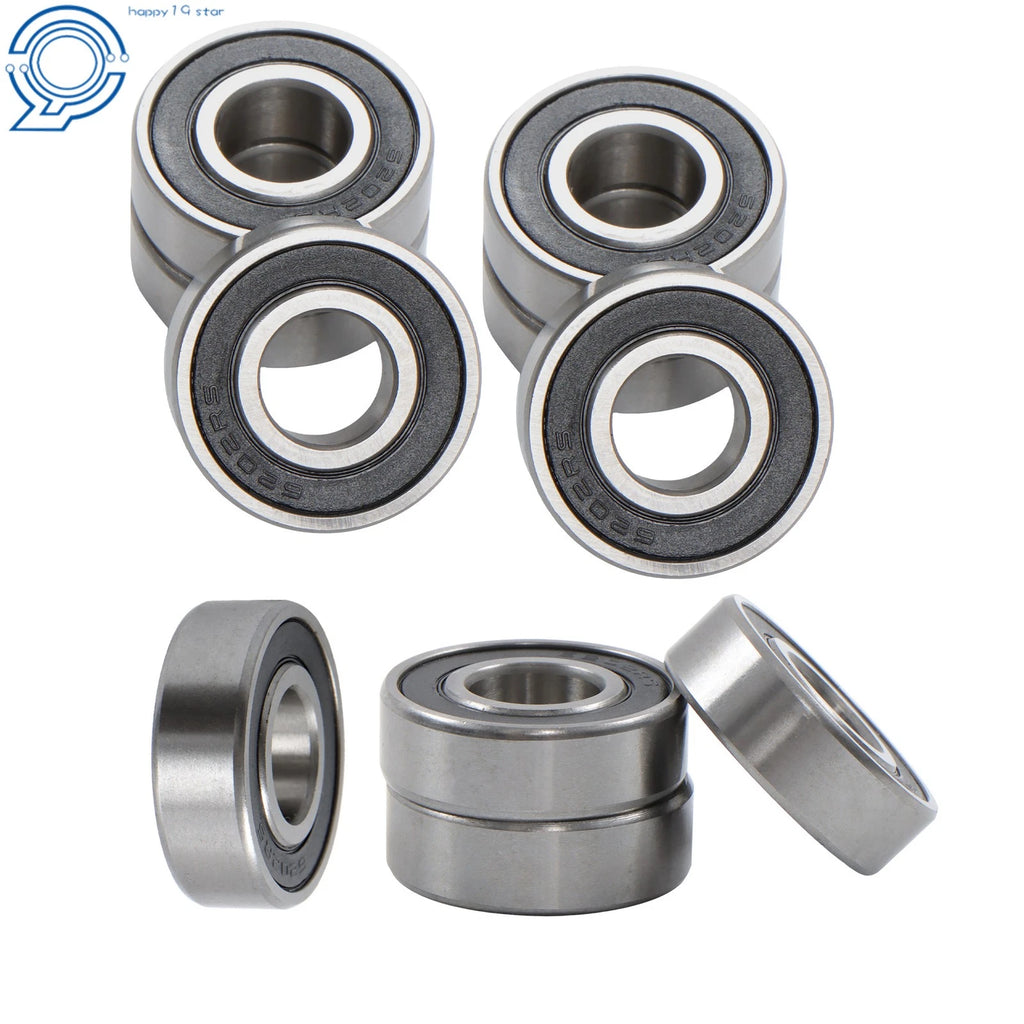 Set of 10 Ball Bearings 6202-2RS for Motors (15x35x11mm, Double Rubber Seal)