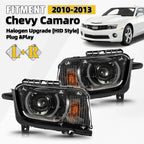 Black Halogen Headlights with LED DRL for Chevy Camaro (2010–2013)