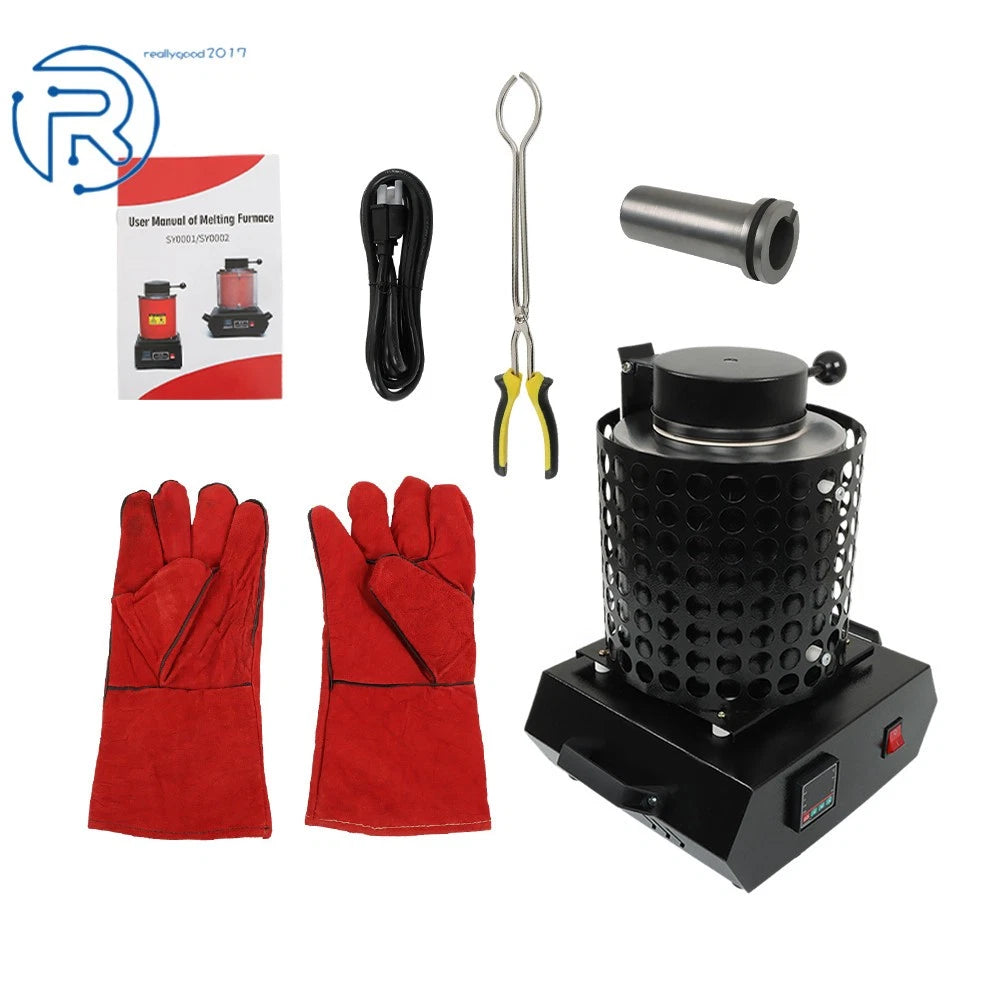 Electric Gold Melting Furnace Kit with 3KG Crucible (1400W 110V)