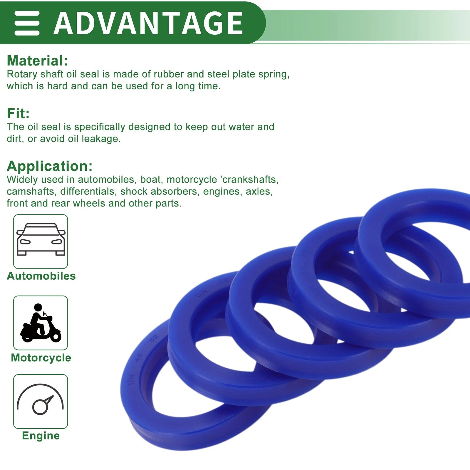 Set of 5 Oil Seal Rotary Shaft Seal 45x62x10mm for Various Models