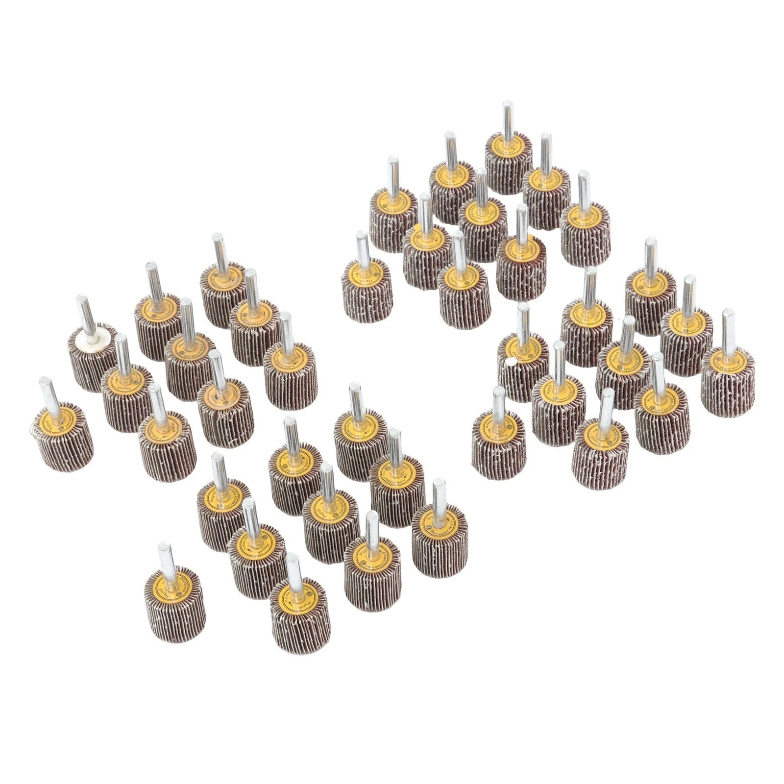 Set of 40 Mounted Flap Wheels for Various Applications (1" x 1" x 1/4")