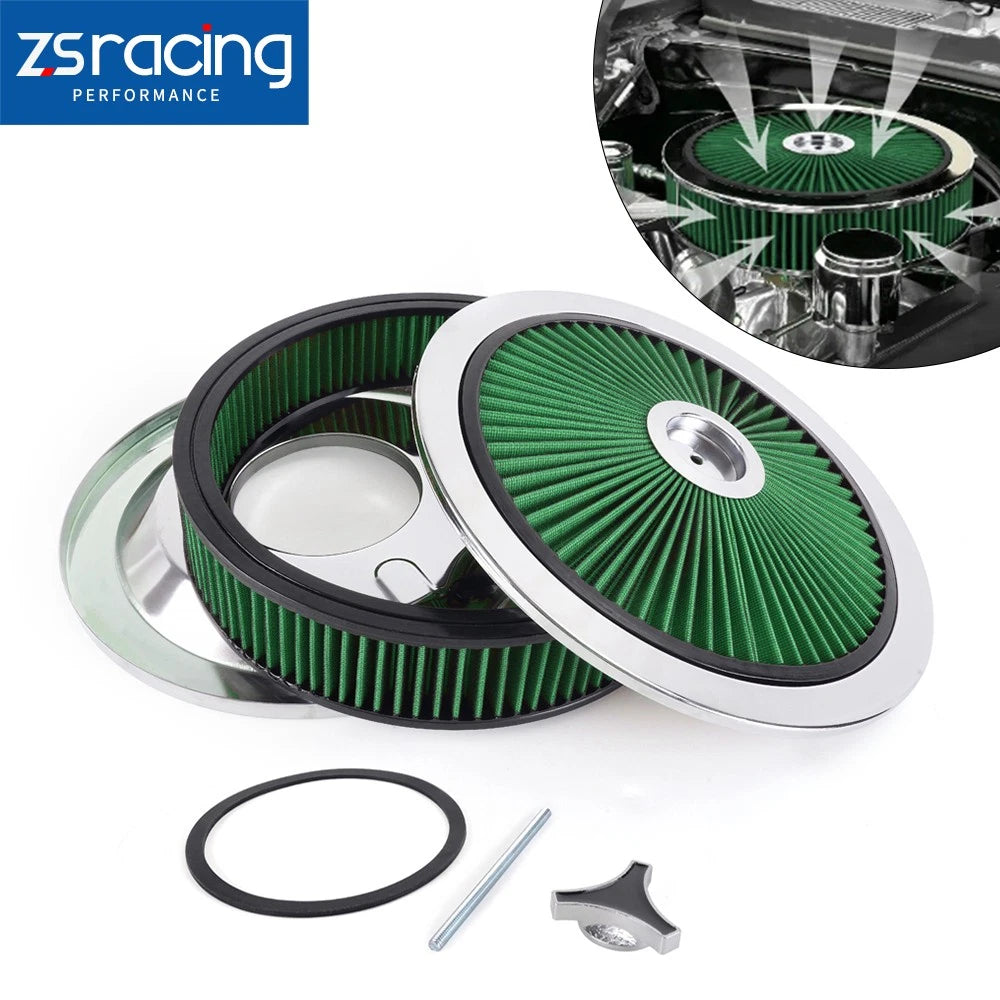 High Flow Air Cleaner with Chrome Lid for SBC BBC (14"x3")