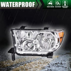 Set of 2 Clear Headlights for Toyota Tundra, Sequoia (2007–2017)