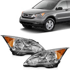 Headlight Assembly Pair Chrome Housing for Honda CR-V (2007–2011)