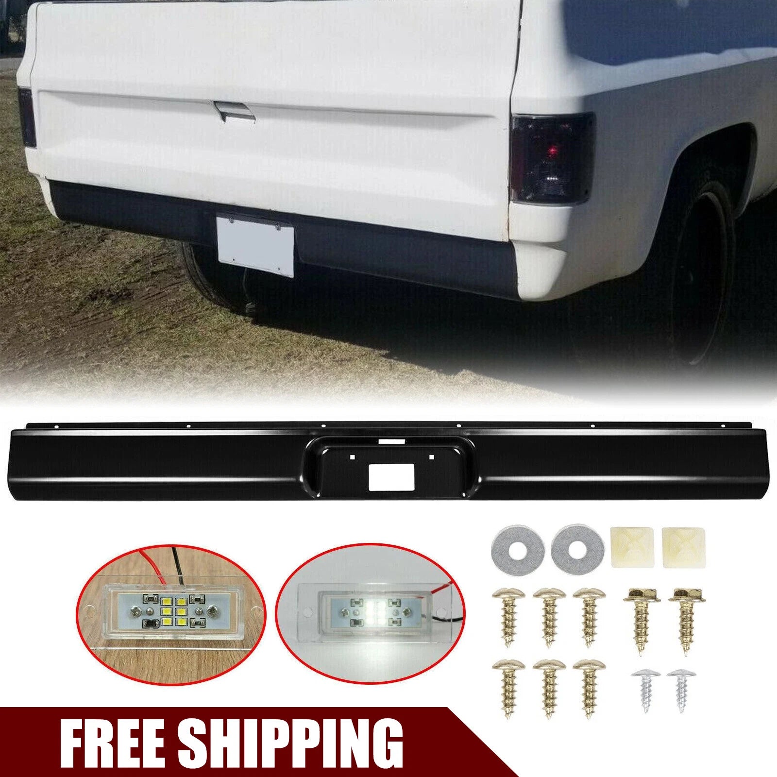 Rear Roll Pan for Chevy C10 C20 Fleetside (1973–1987) with LED Light