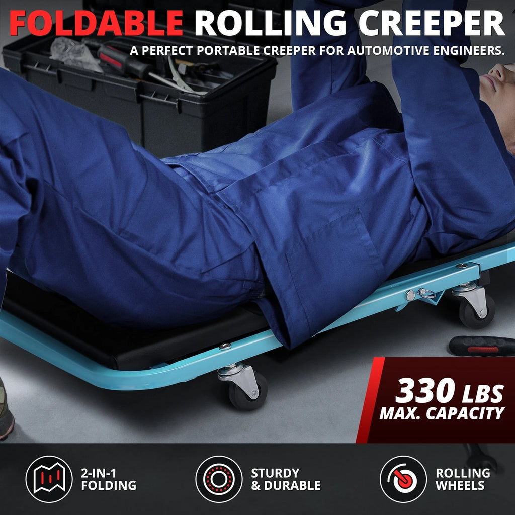 2-in-1 Rolling Creeper for Universal Use (40" x 17" x 5", 330lb Capacity)