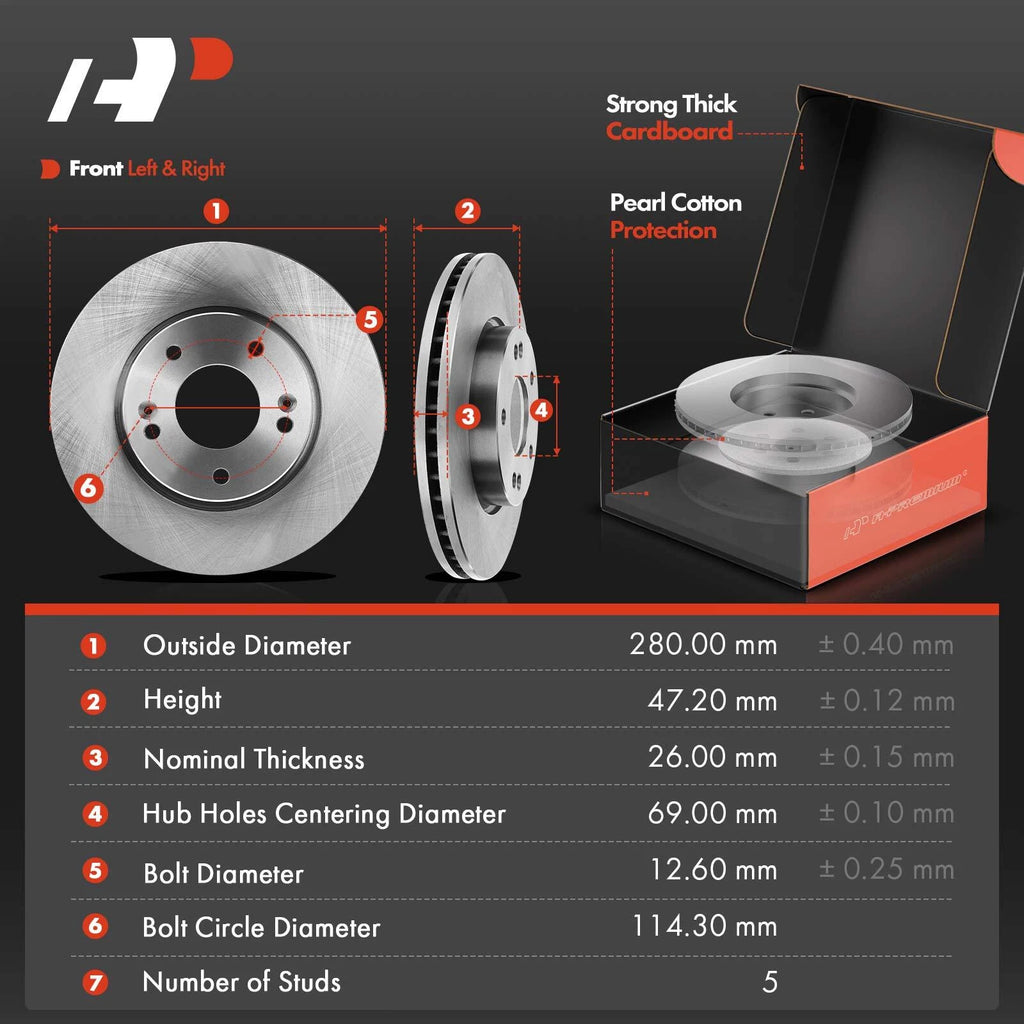 Pair of Rotors & Ceramic Pads with Calipers for Hyundai Tiburon Sonata
