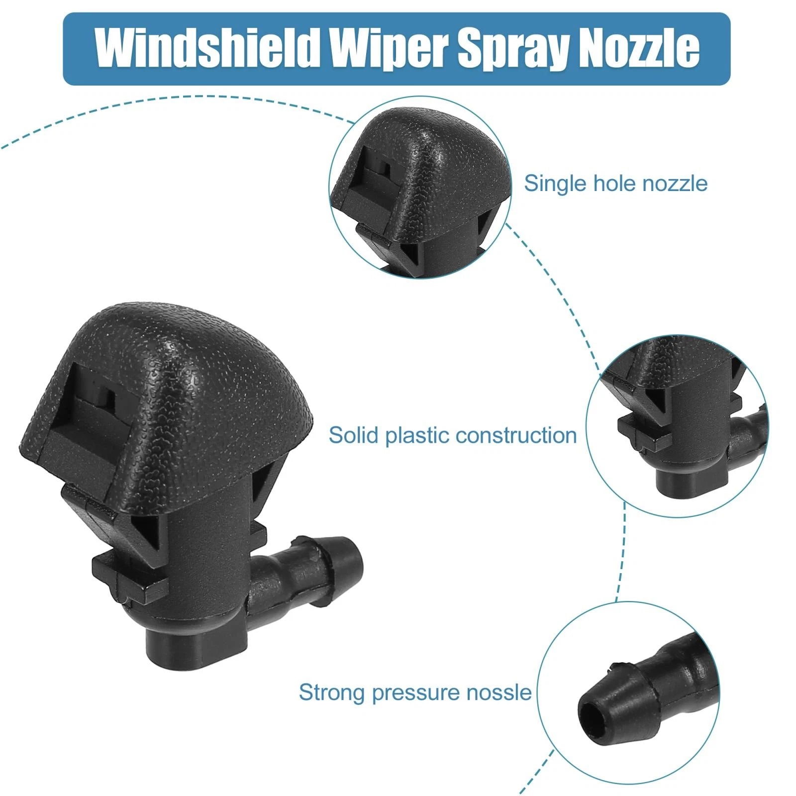 Set of 2 Windshield Washer Nozzles for Honda Pilot (2009–2015) 76810-SZA-A01ZA Black