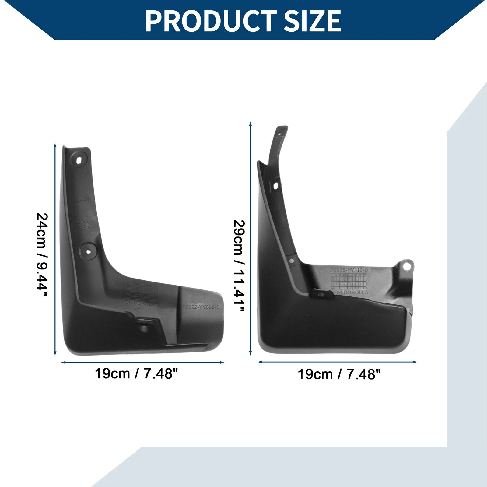 Set of 4 Mud Flaps Splash Guards for Toyota Corolla LE (2014–2018)