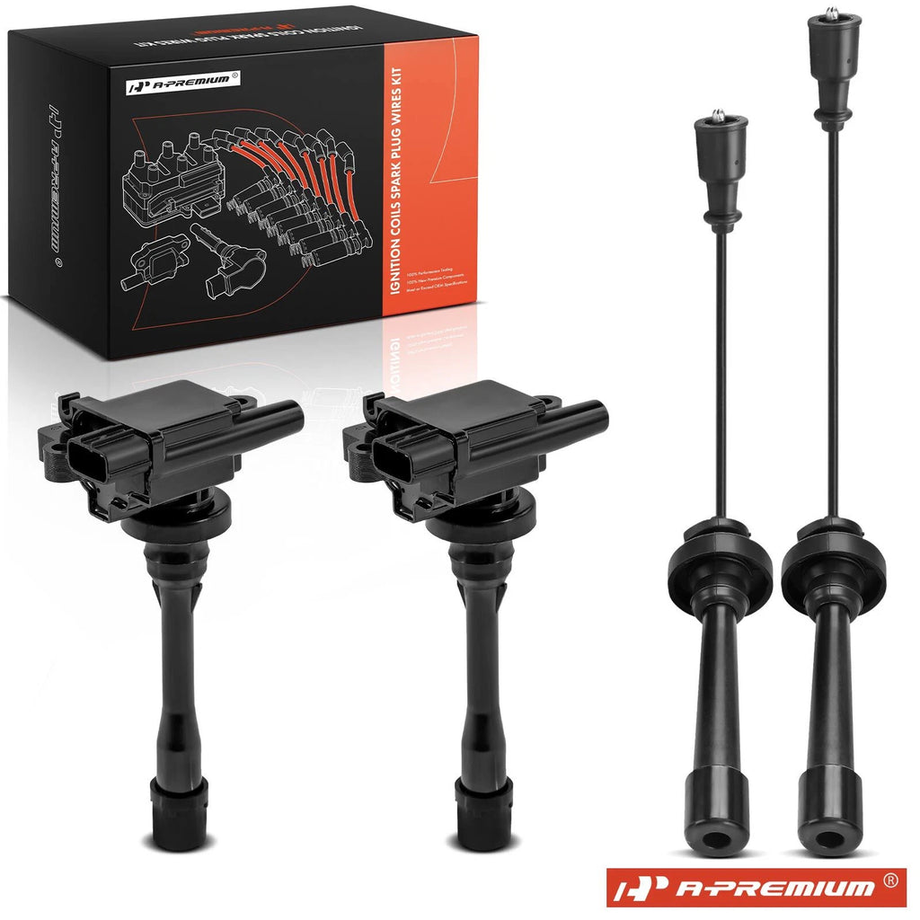 2X Ignition Coils & 2X Spark Plug Wires for Mitsubishi Eclipse (1995–2005)