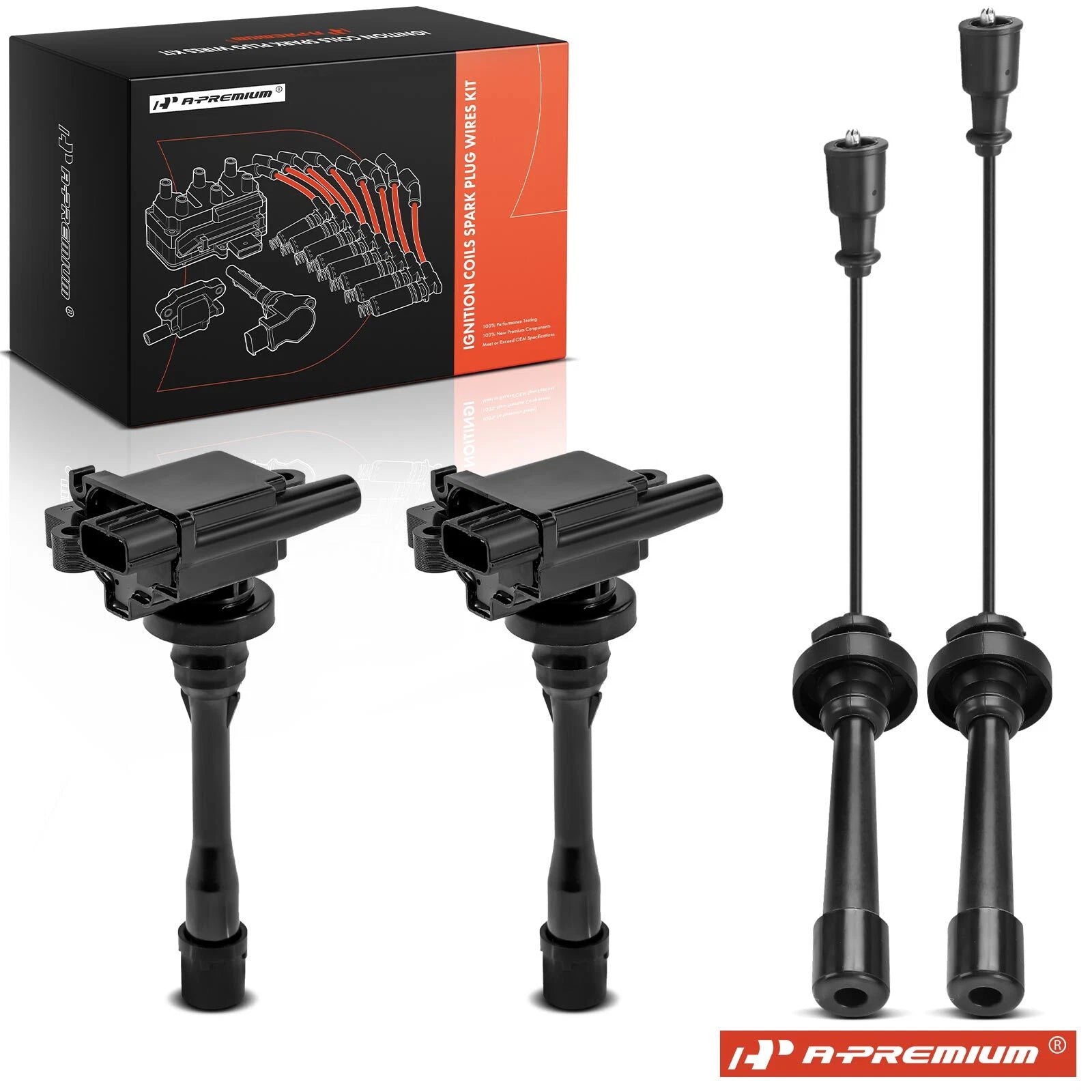 2X Ignition Coils & 2X Spark Plug Wires for Mitsubishi Eclipse (1995–2005)