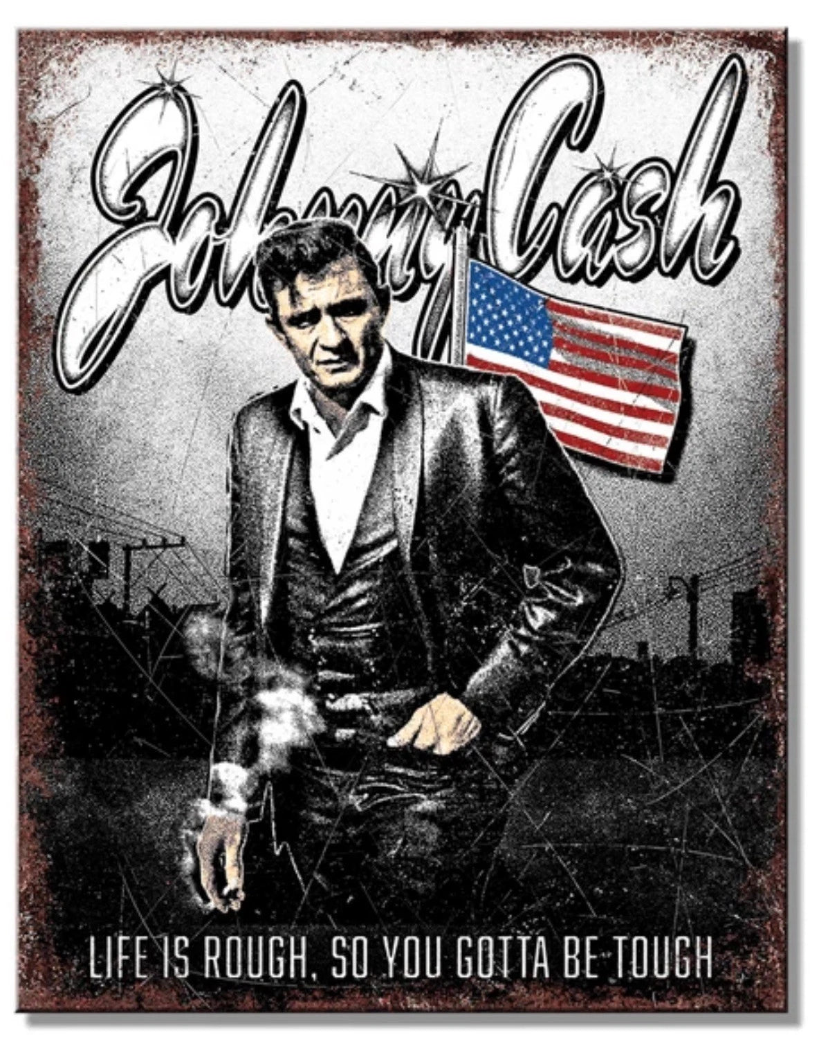 Johnny Cash Life Is Rough Tin Metal Sign 12.5" x 16" #2974