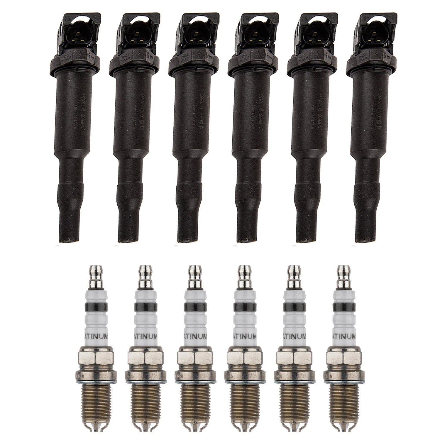Set of 6 Ignition Coils & Platinum Spark Plugs for BMW E46 E85 (2000–2006)