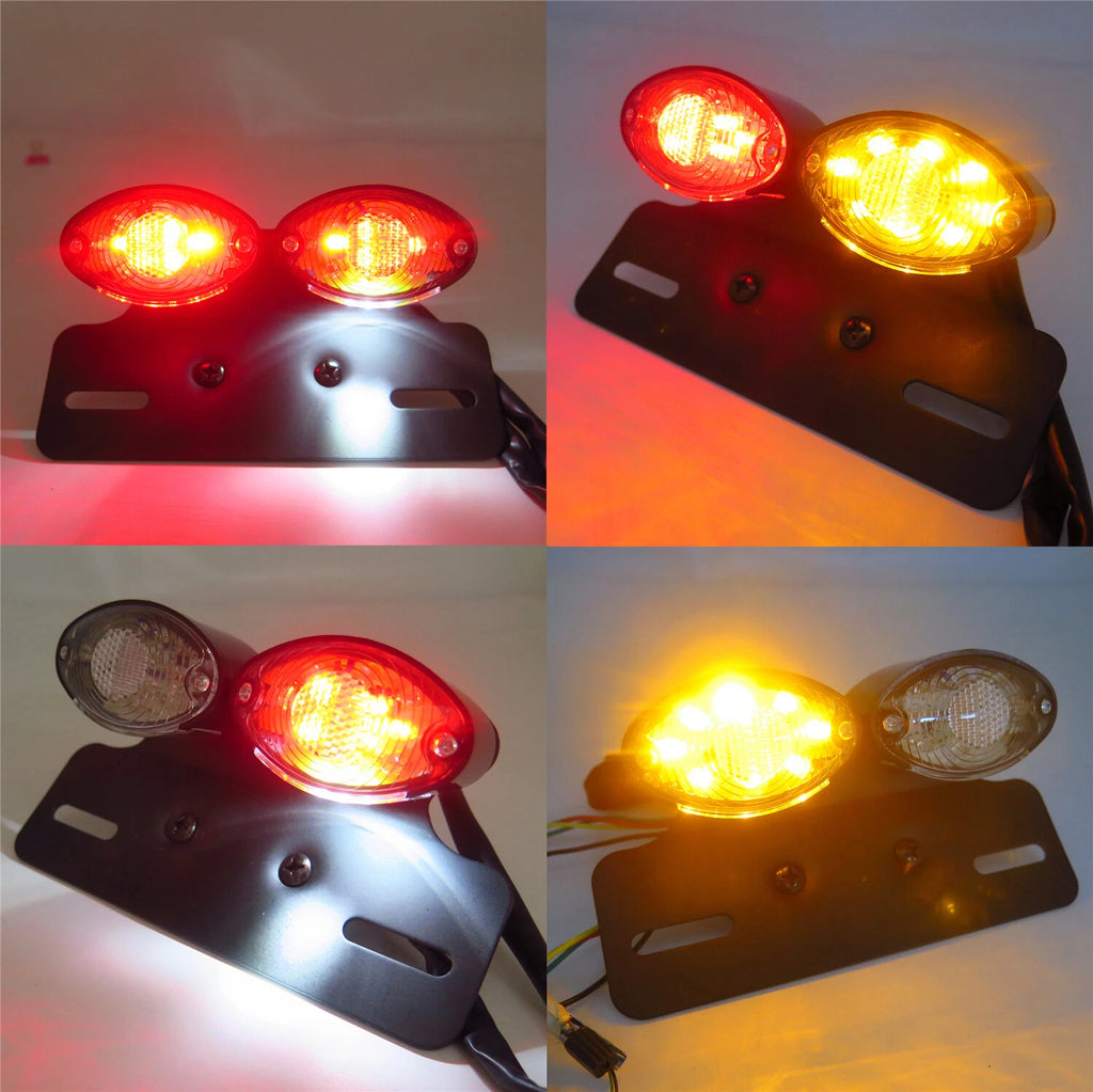 LED Tail Brake Light License Plate Holder for Motorcycle (Dirt Bike, Chopper, Cruiser)