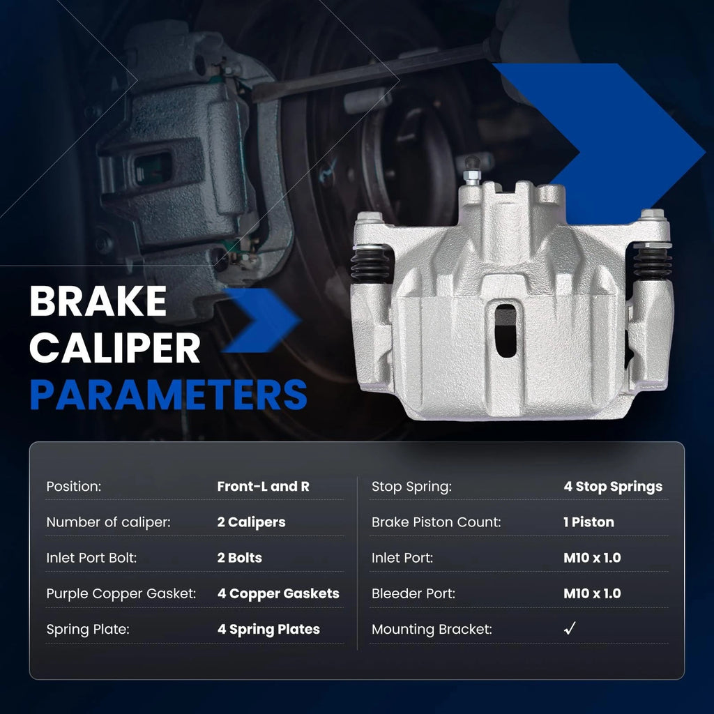 Front Left Right Brake Calipers with Bracket for 2012-2015 Honda Civic 1.8L