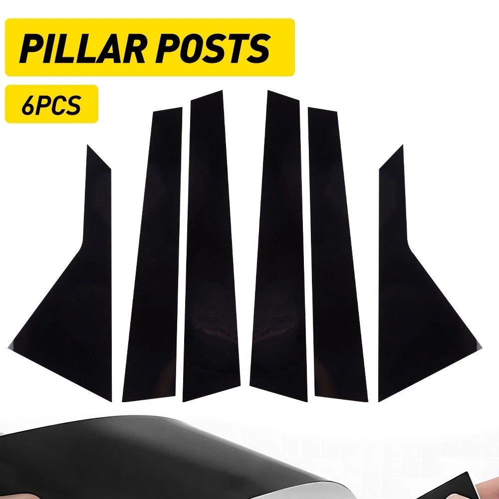Set of 6 Black Pillar Posts Window Trim Cover for Genesis G80 (2015–2022)