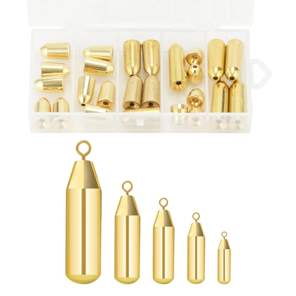 25pcs Long Casting Copper Sinkers for Sea Fishing Tackle Kit