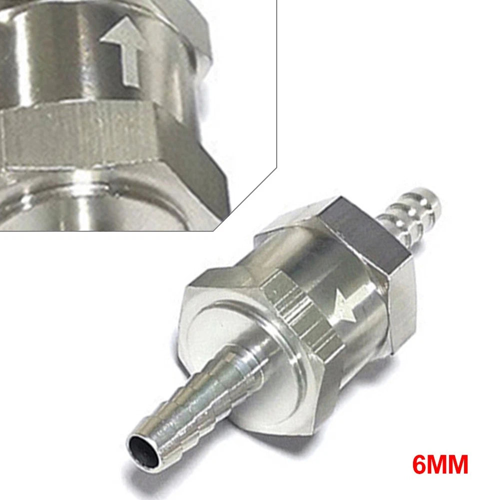 6MM One Way Check Valve for Gas or Diesel Fuel (Silver Aluminum)