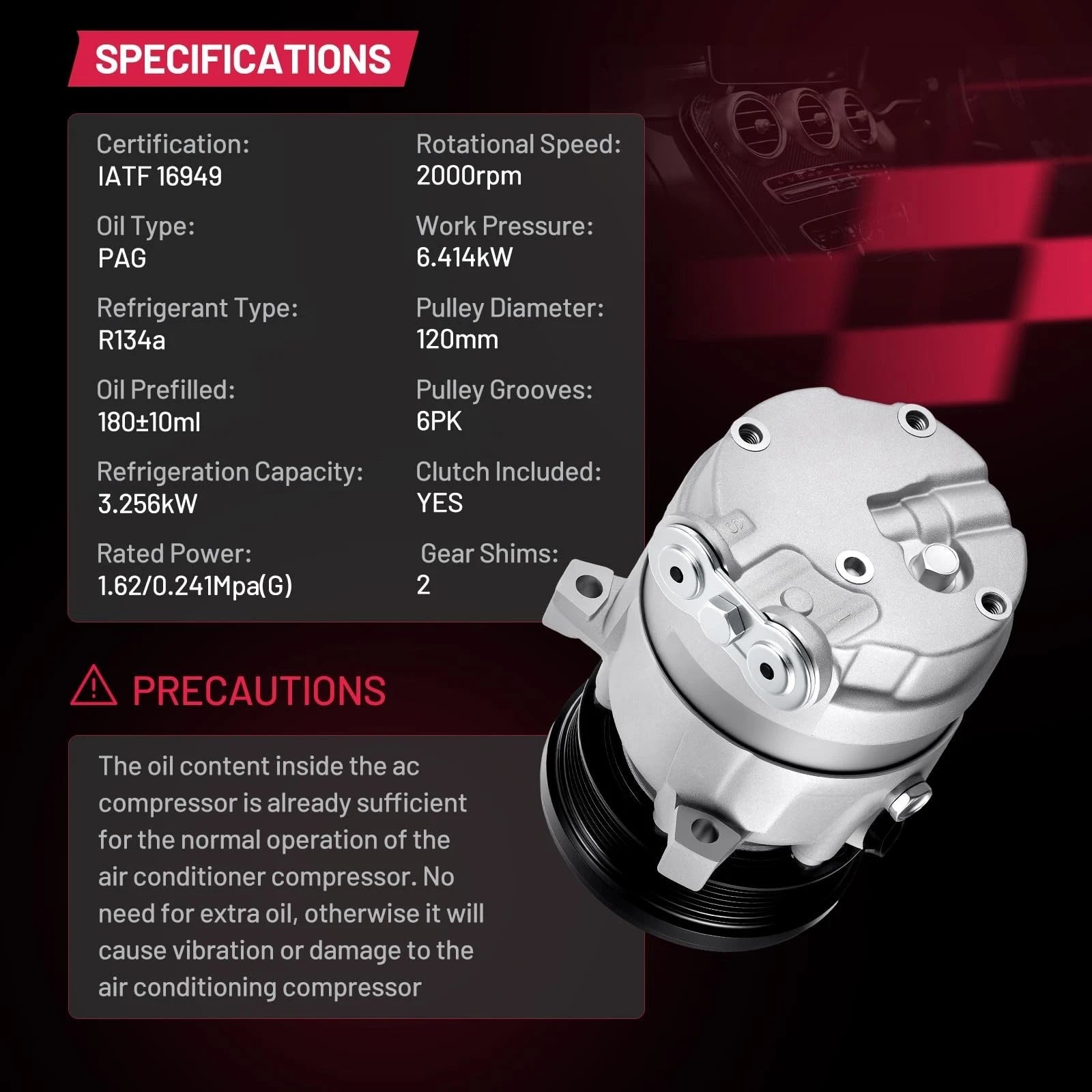 A/C Compressor for Suzuki Forenza 2004–2008, Chevrolet Optra Reno CO 10539C