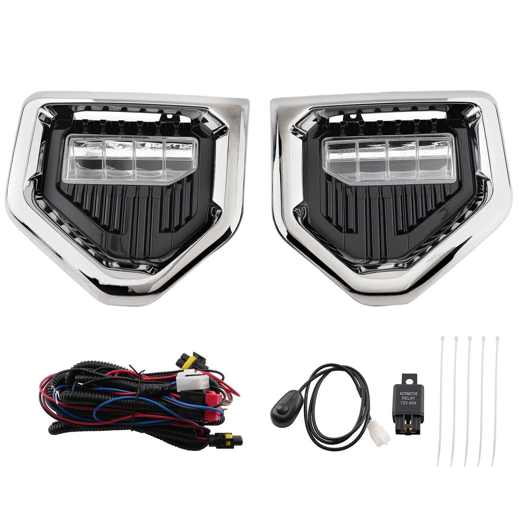 Pair Fog Lights for GMC Sierra 1500 Denali (2019–2022) W/ Bezels LH+RH