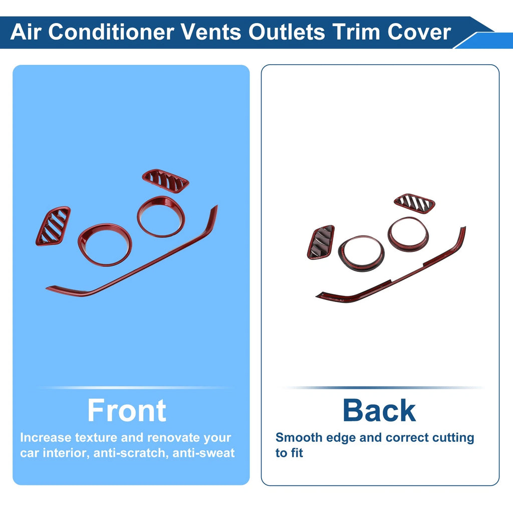 Set of 5 Air Condition Outlet Vent Trim Cover Frame for Kia Forte K3 (2019–2024) Red