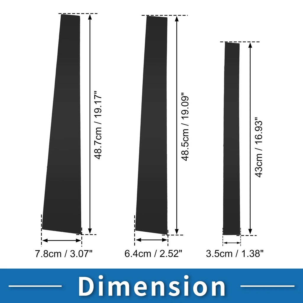 6 Pcs Door Pillar Window Trim for Mitsubishi Pajero (2009–2015) Black