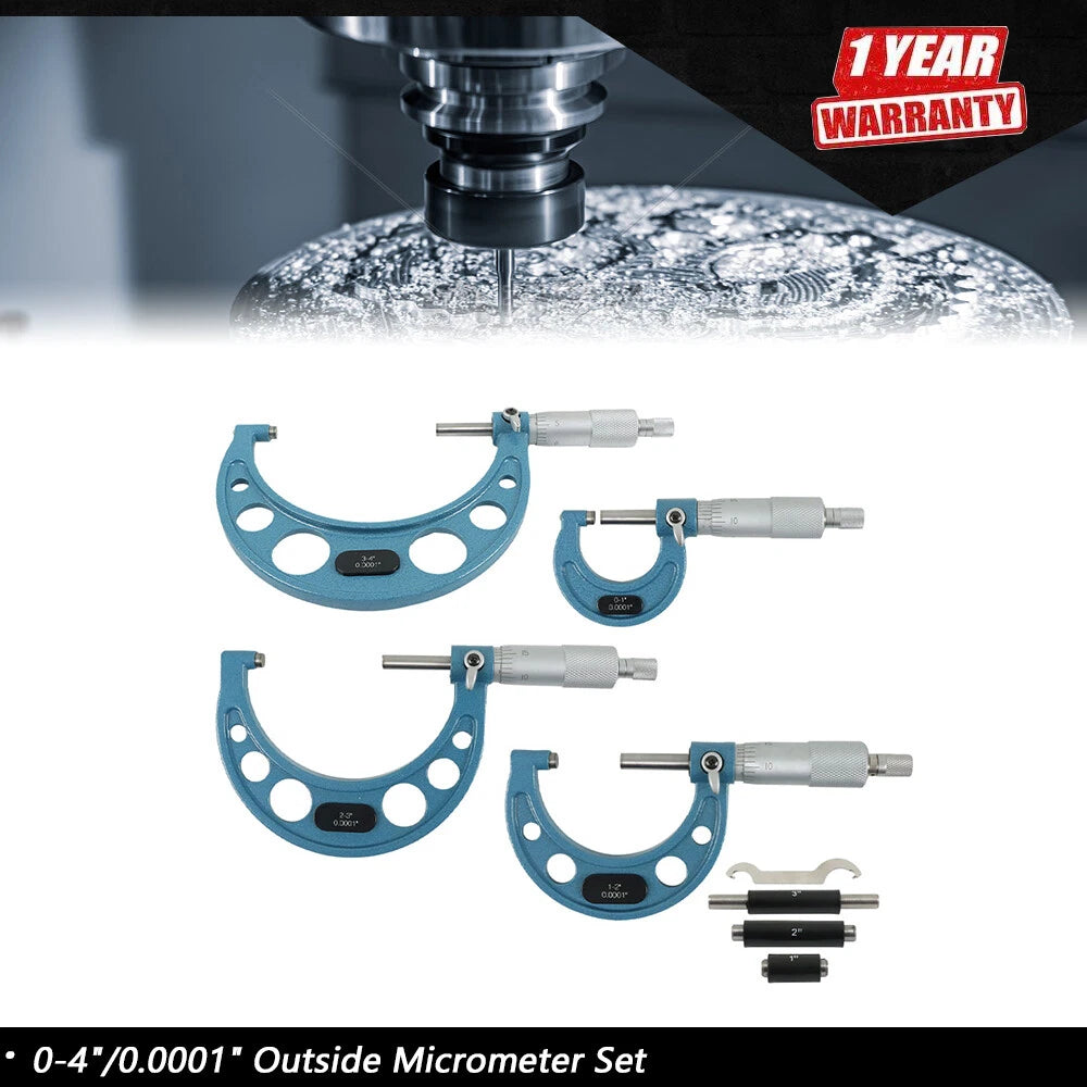 Set of 2 Outside Micrometers for Precision Machining (0-4")