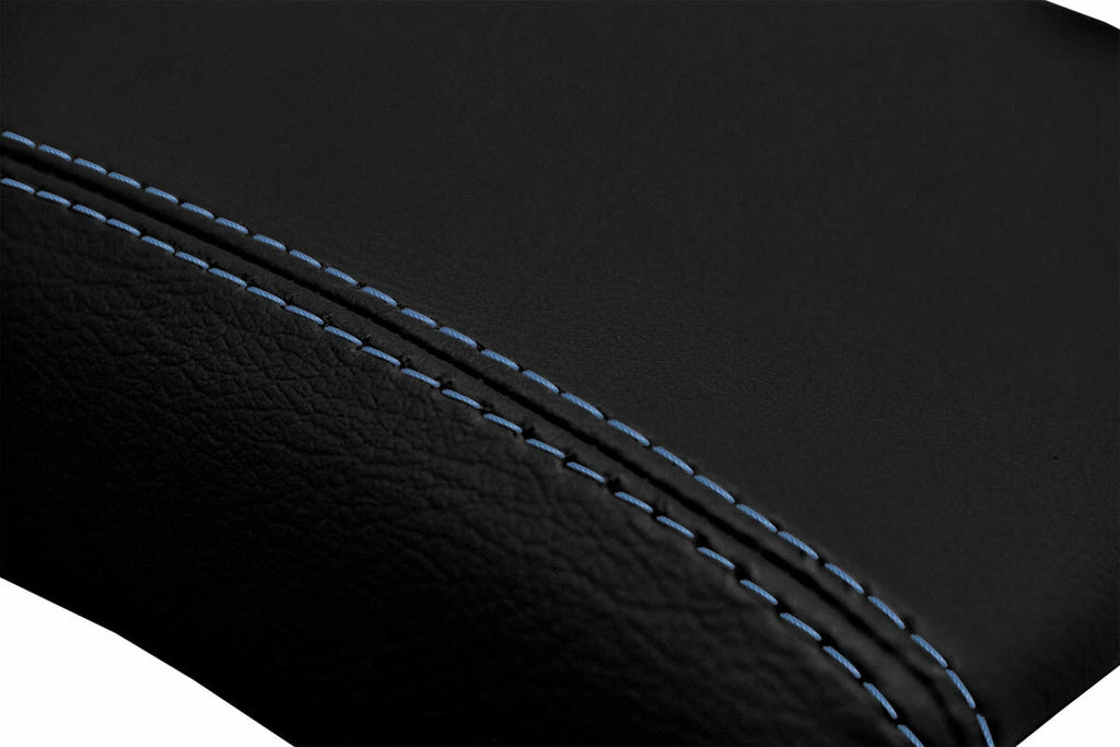 Leather Console Lid Armrest Cover for Nissan Xterra (2005–2015) Blue Stitch