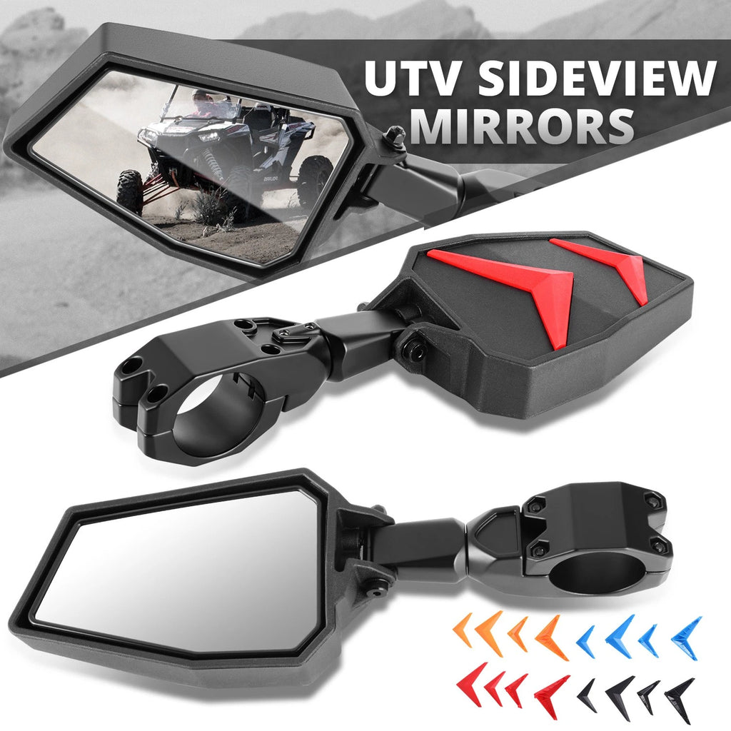 Set of 2 Universal UTV 1.75" 2" Clamp Convex Side View Mirrors