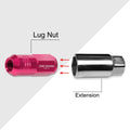 Set of 20 M12X1.5 Pink JDM Closed End Cone Hex Wheel Lug Nuts + Extension 20mm