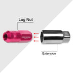 Set of 20 M12X1.5 Pink JDM Closed End Cone Hex Wheel Lug Nuts + Extension 20mm