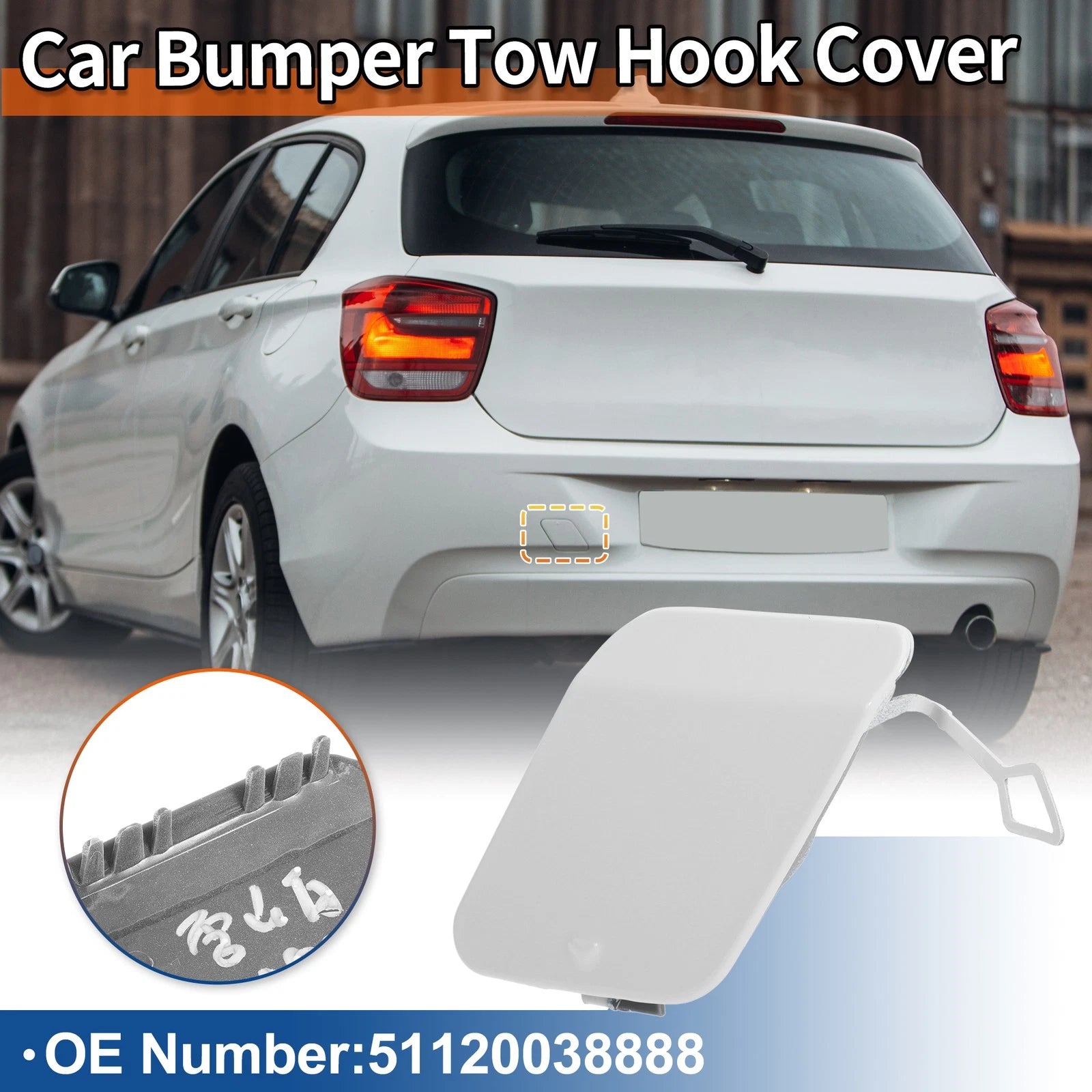 Rear Tow Hook Cover for BMW 1 Series F20 (2012–2019) No. 51120038888 Pure White