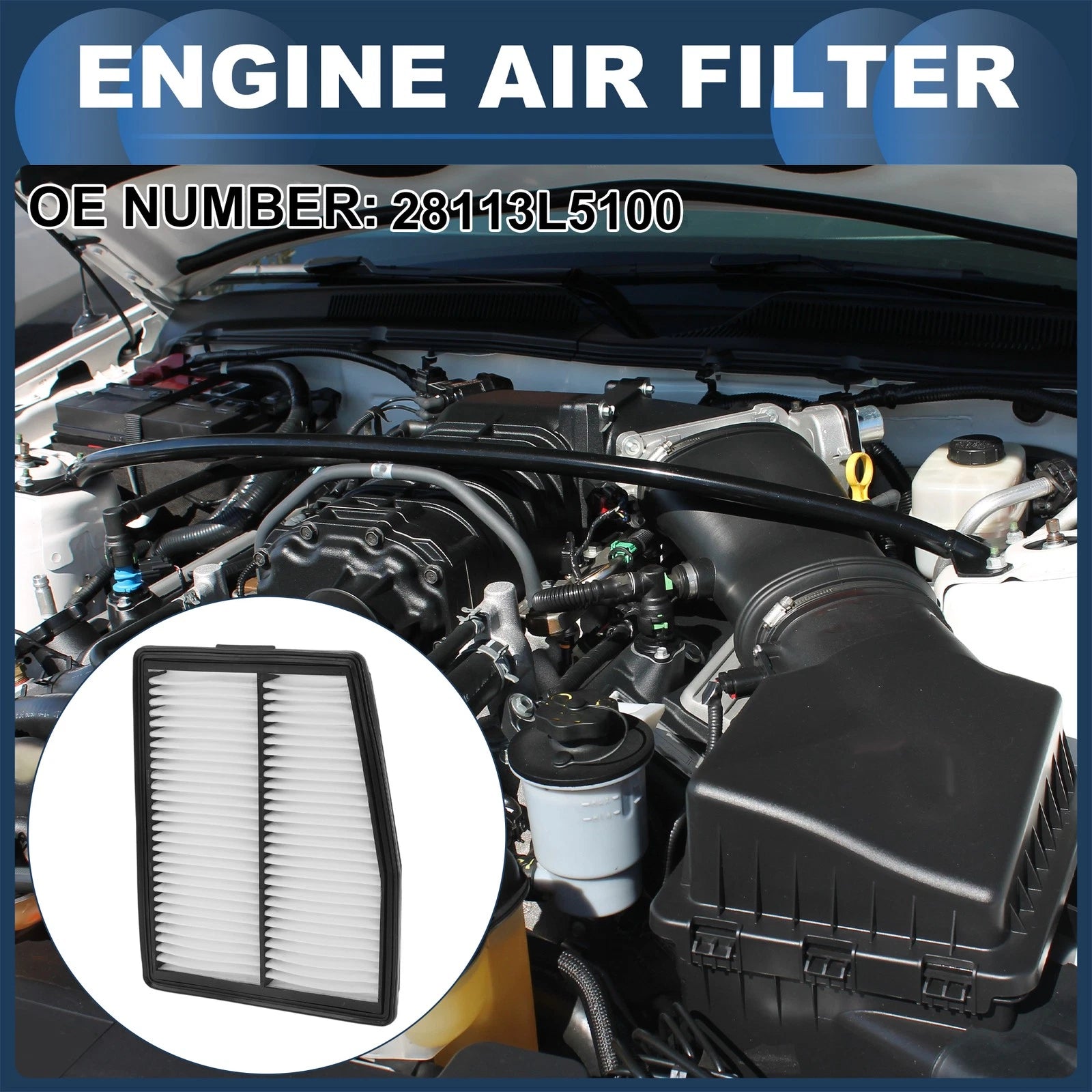 Car Engine Air Filter No. 28113L5100 for Hyundai Santa Fe (2021–2023)