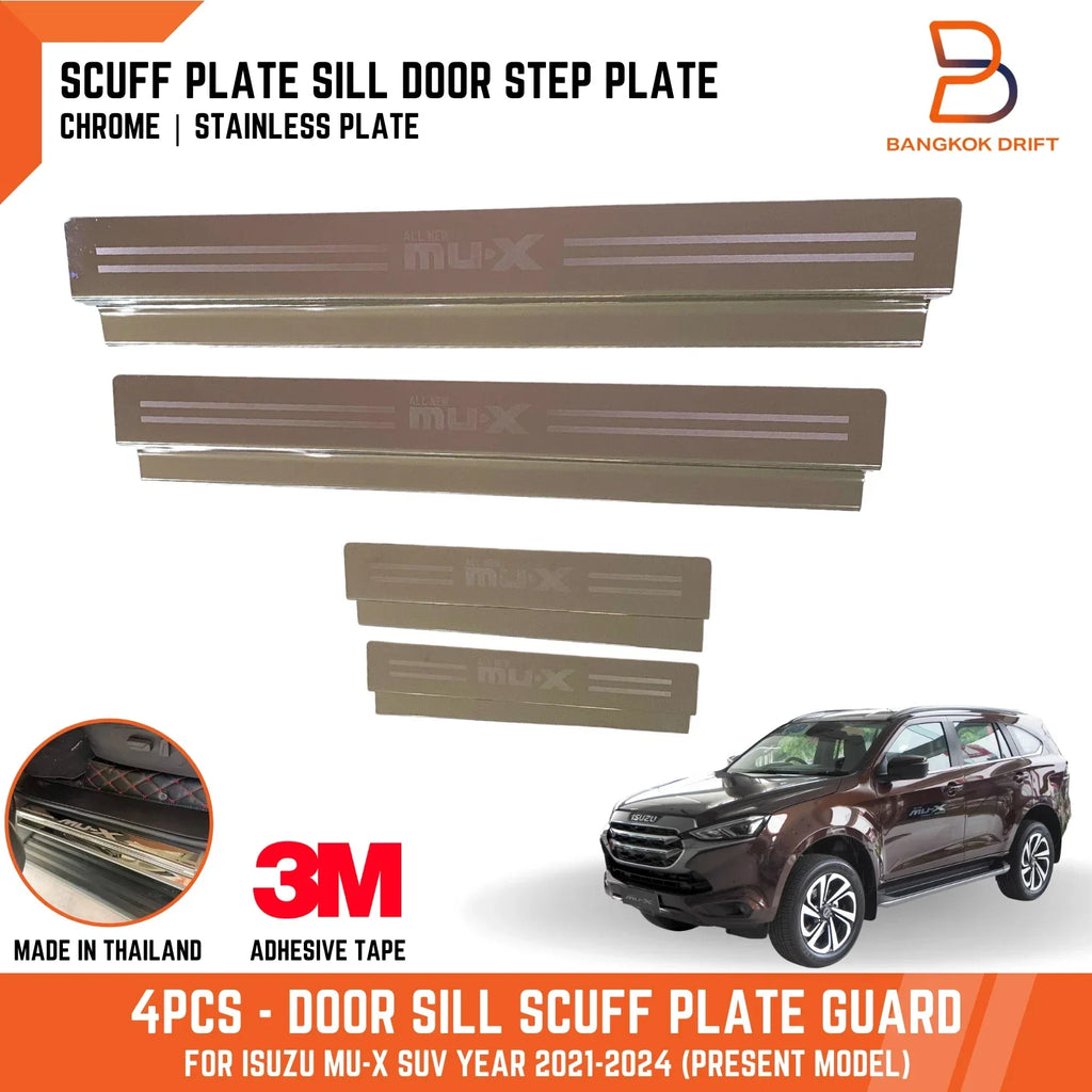 4x Chrome Door Sill Scuff Plates for Isuzu MU-X MUX (2021-2024)