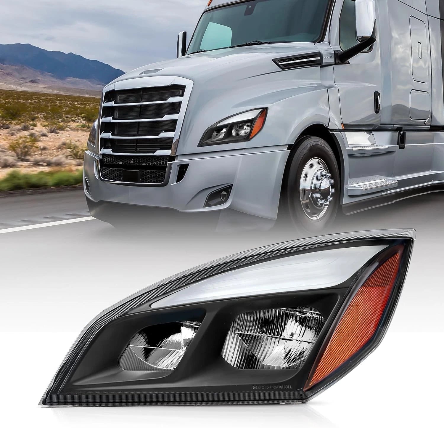 LED Headlight for Freightliner Cascadia (2018–2025) LH Black Headlamp