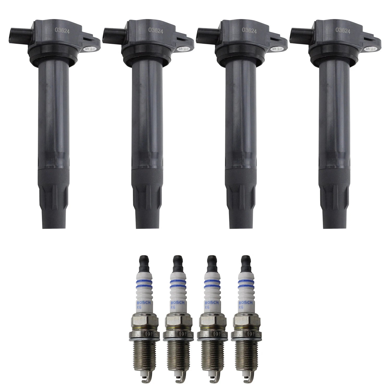 Set of 4 Ignition Coils & Spark Plugs for Dodge Caliber, Compass (2007–2012)